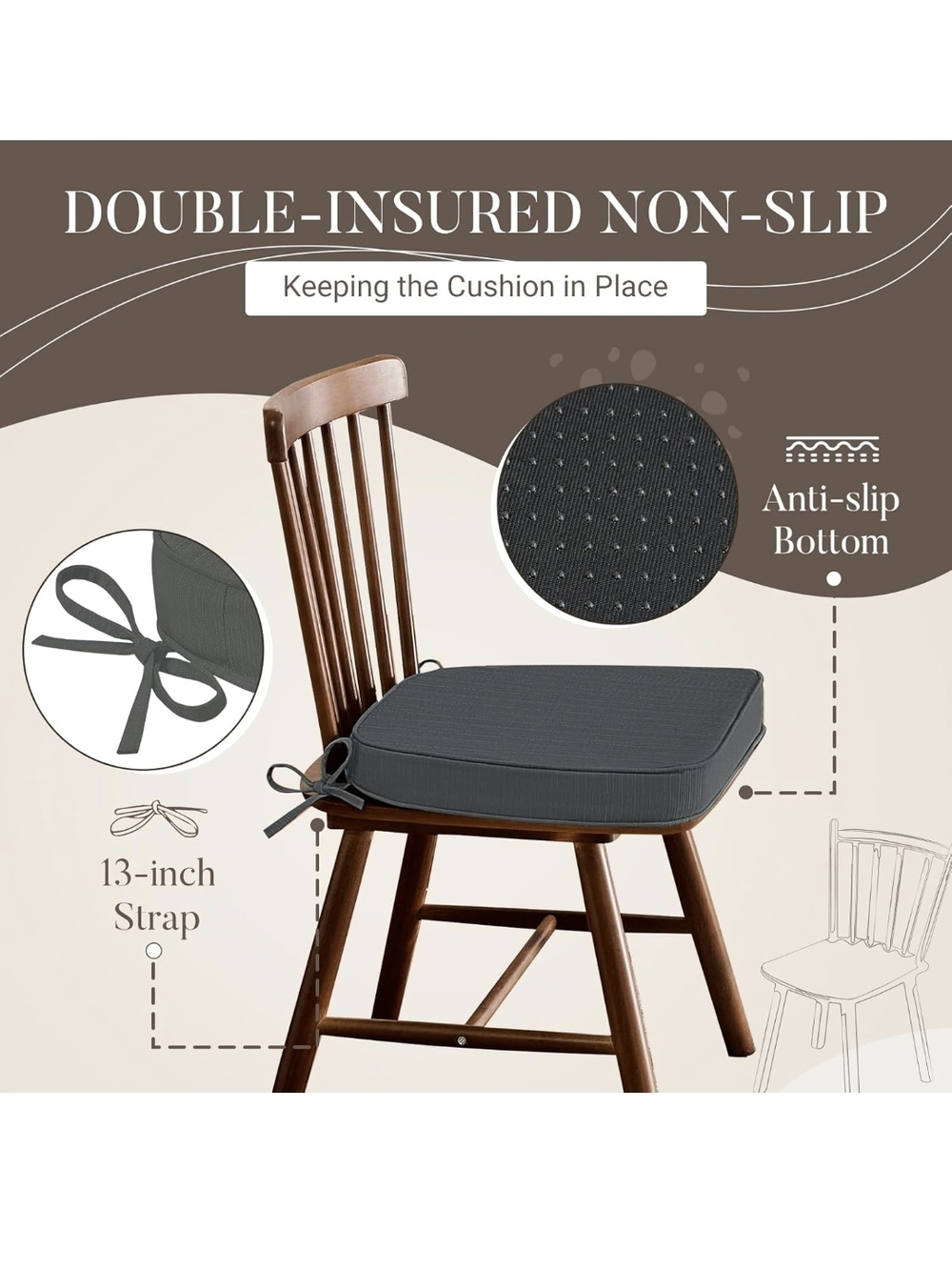 NEW Dark Gray Seat Cushions - Set of 6 - Picture 3 of 4